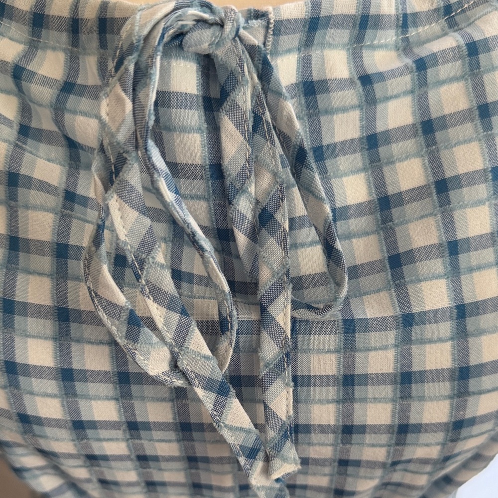 Le Lis Blue Plaid Halter Top and Lace Trim Midi Skirt with Side Slit Set - Picture 2 of 12